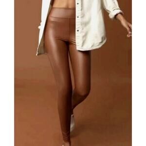 Never Worn Offline By Aerie Leather Leggings Small Brown High Waisted Vegan Fall